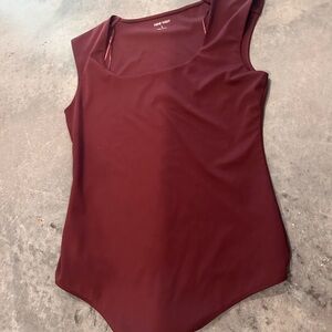 Nine West Deep Red Sleeveless Bodysuit